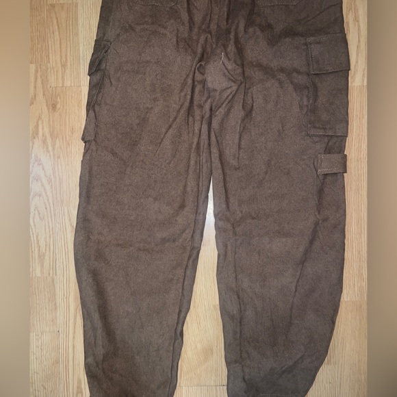 New - AOKLOK Basic Elastic Waist brown pants L - Picture 2 of 6